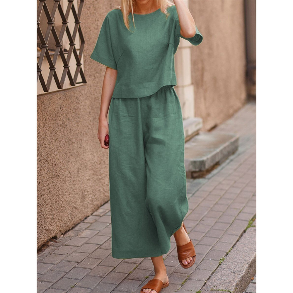 Cotton Blend Loose Fit Casual Suit