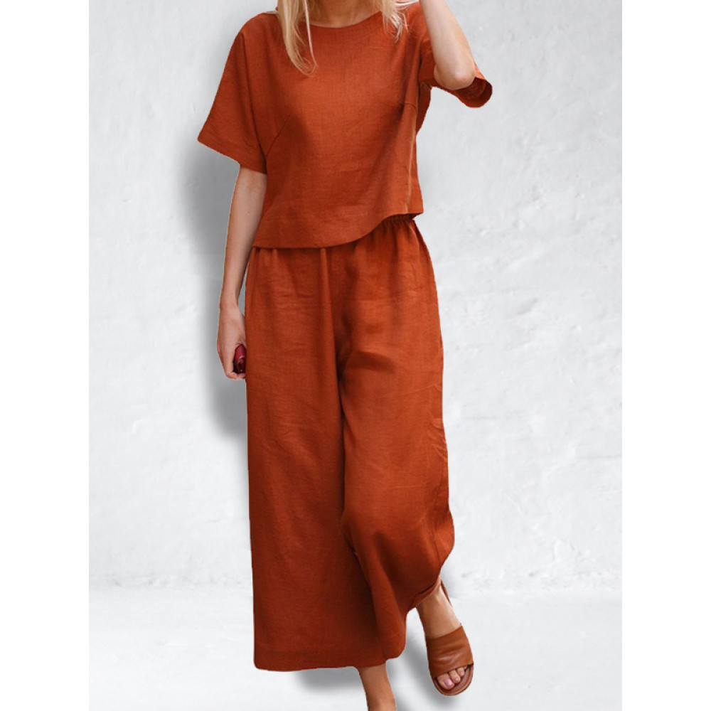 Cotton Blend Loose Fit Casual Suit