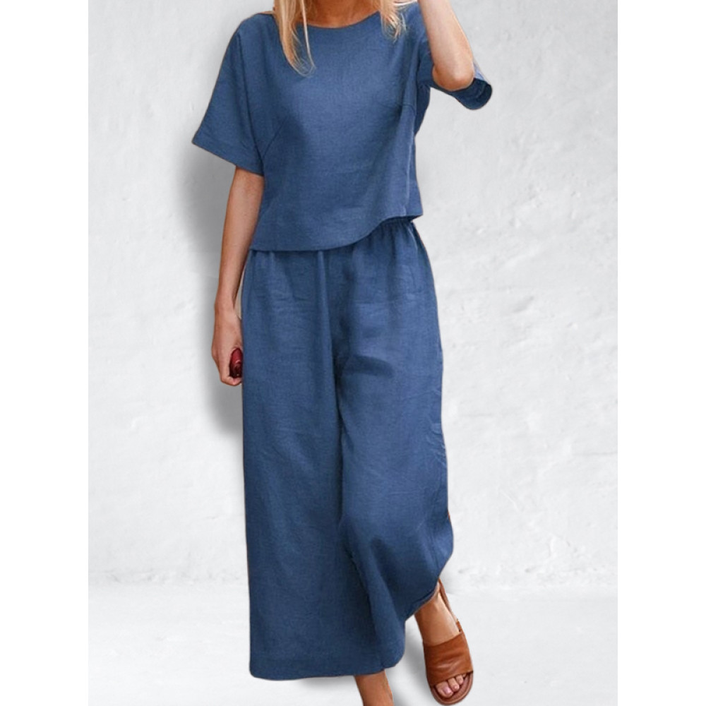 Cotton Blend Loose Fit Casual Suit
