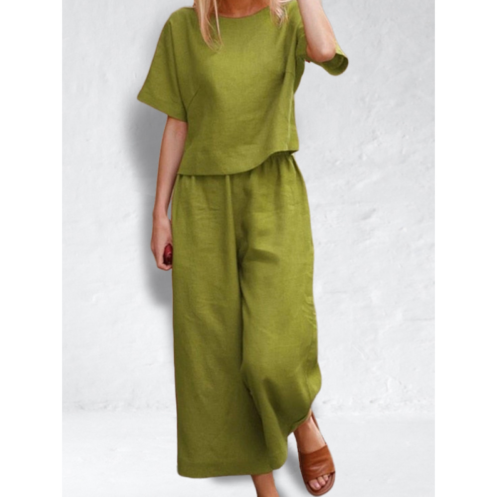 Cotton Blend Loose Fit Casual Suit