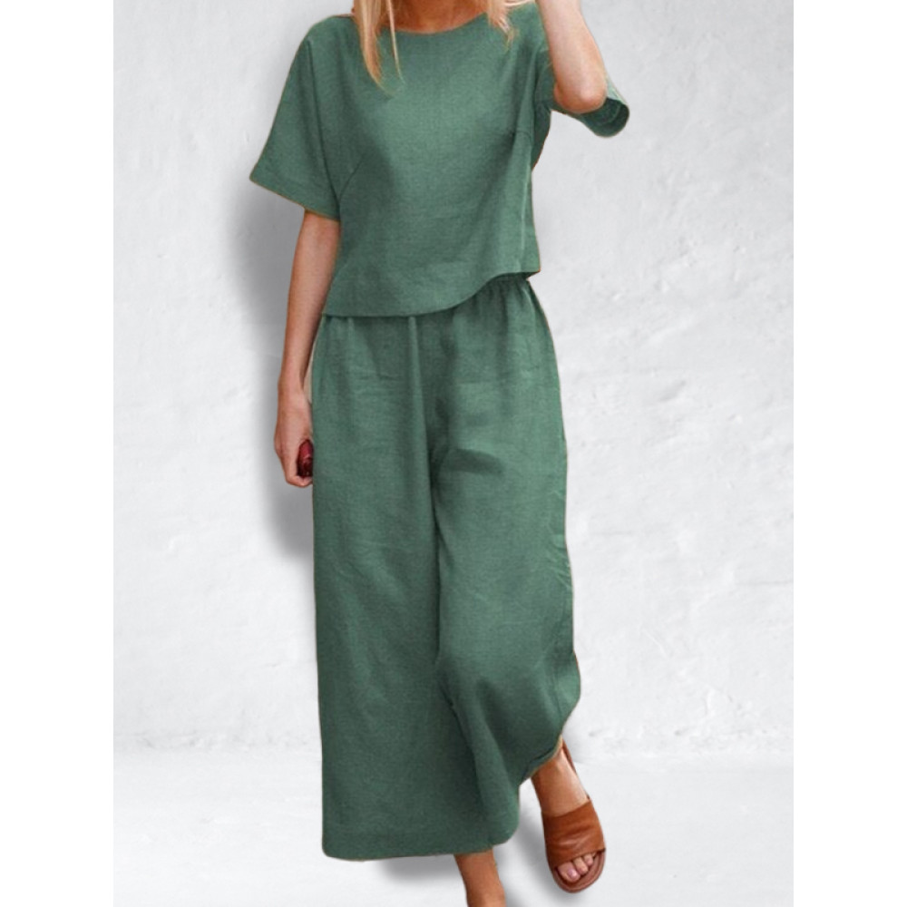 Cotton Blend Loose Fit Casual Suit