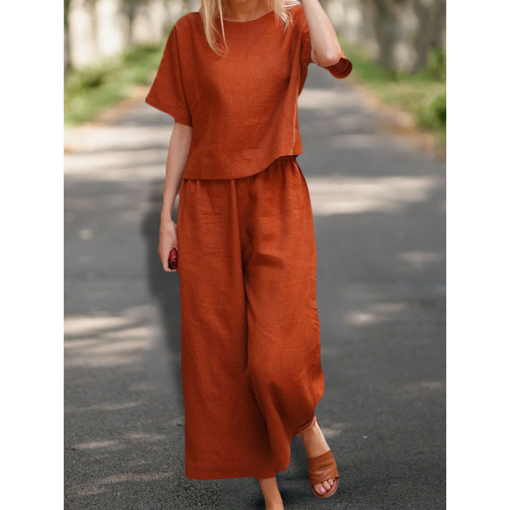 Cotton Blend Loose Fit Casual Suit