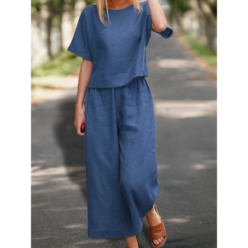 Cotton Blend Loose Fit Casual Suit