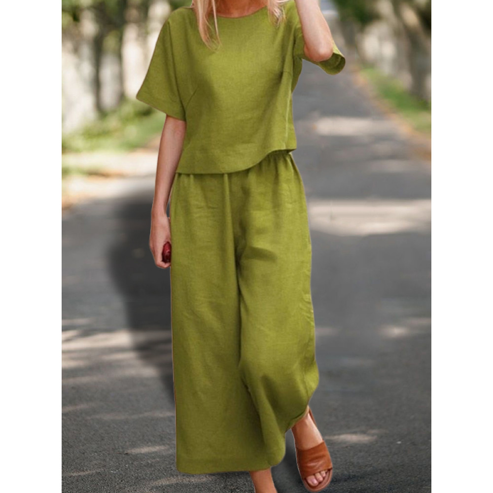 Cotton Blend Loose Fit Casual Suit