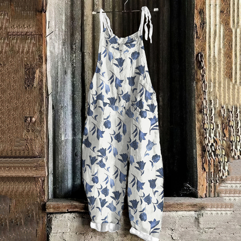 Floral Embroidery Pattern Casual Jumpsuit