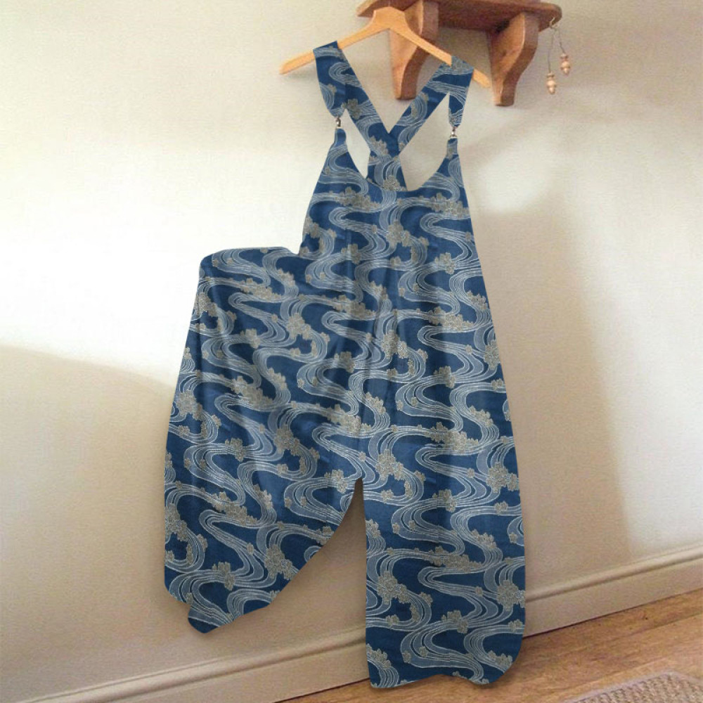 Japanese Art Print Loose Jumpsuit