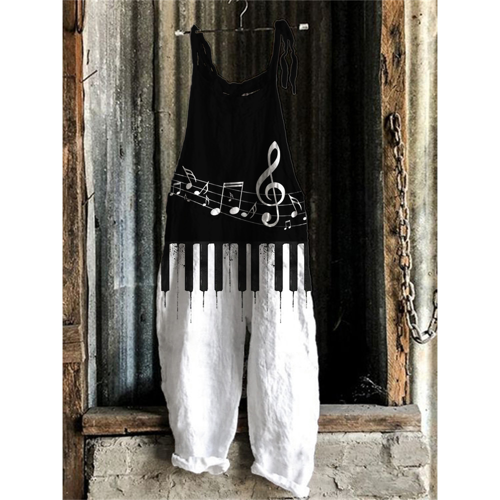 Music Notes Piano Inspired Loose Fit Jumpsuit