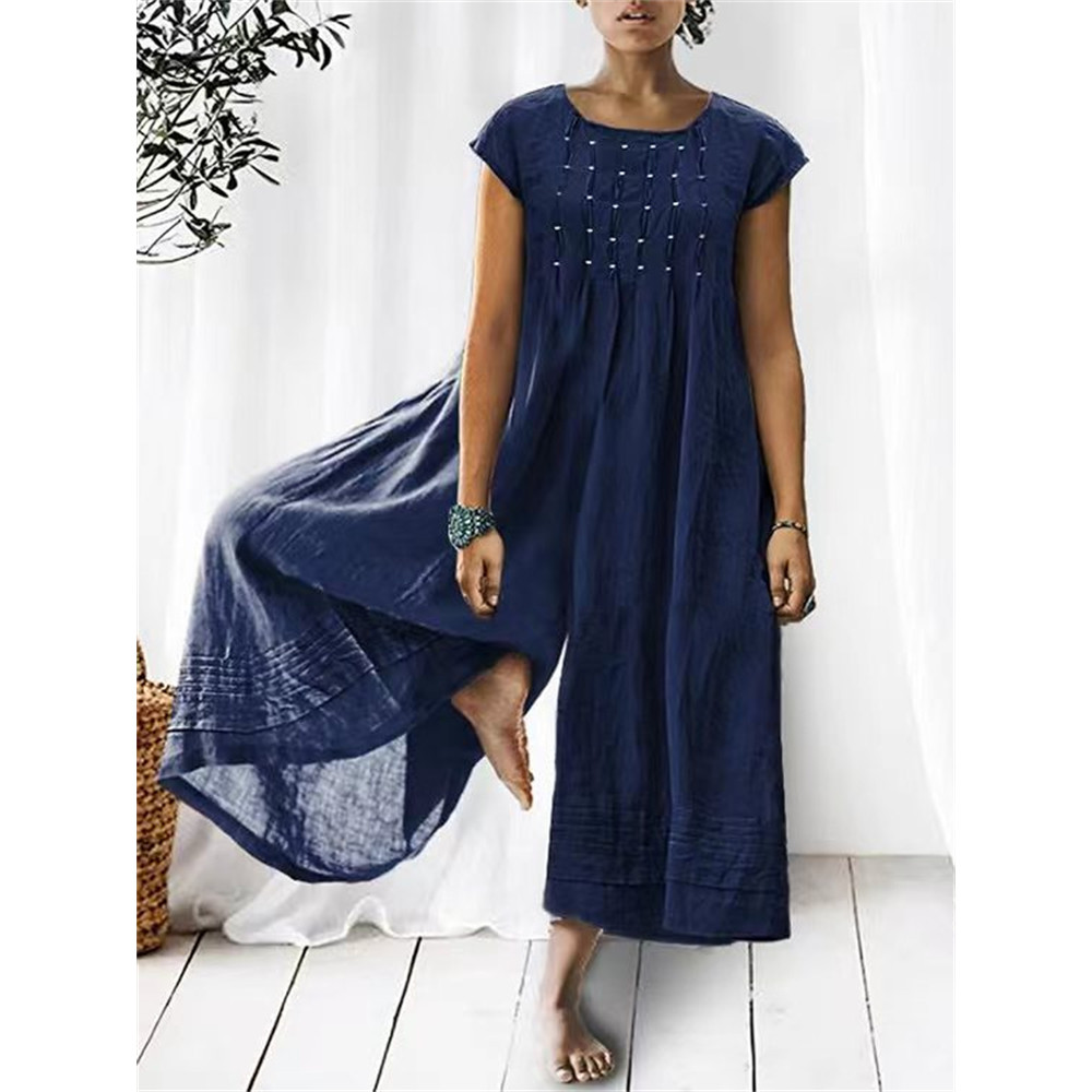 Pintacked Pleated Wide Leg Jumpsuit