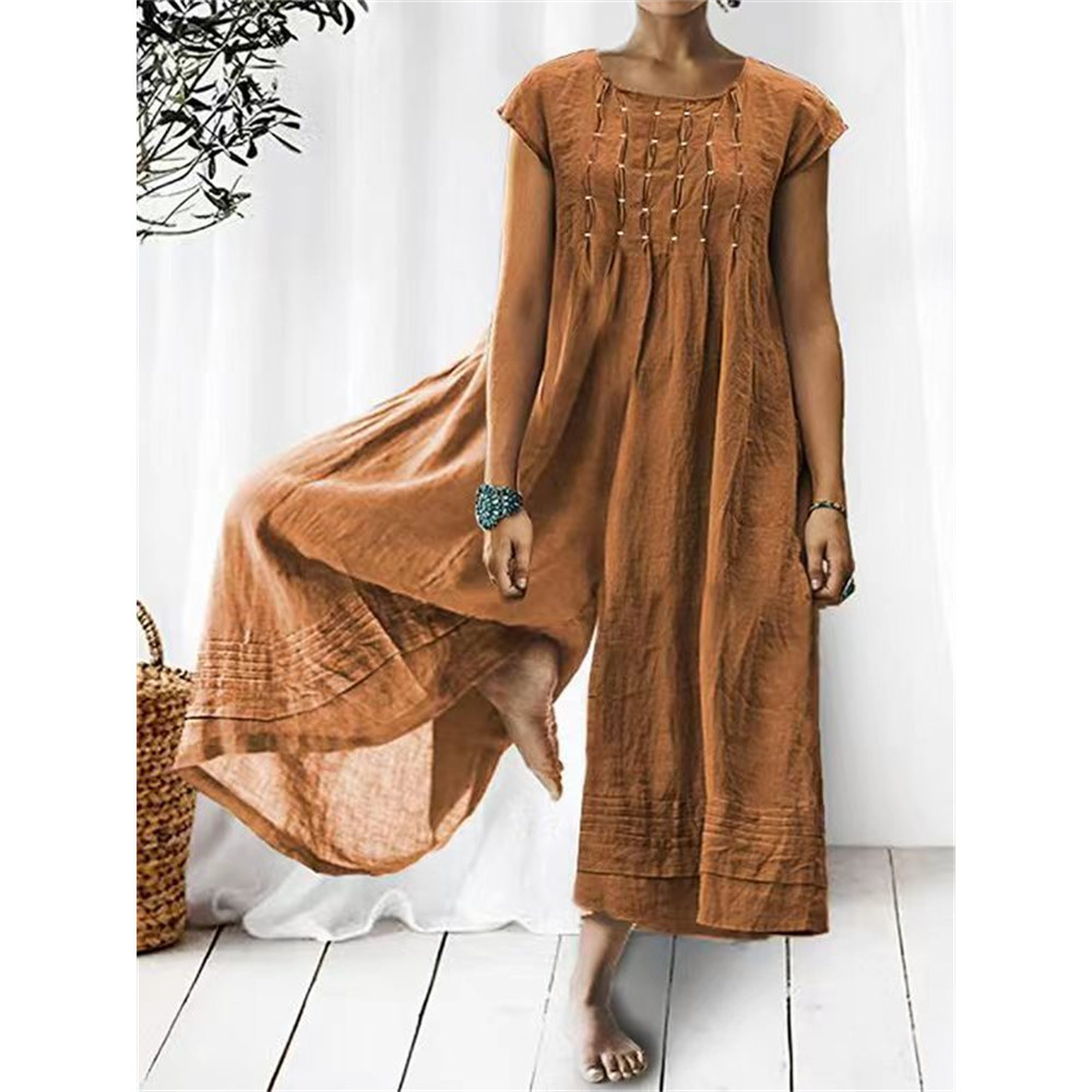 Pintacked Pleated Wide Leg Jumpsuit