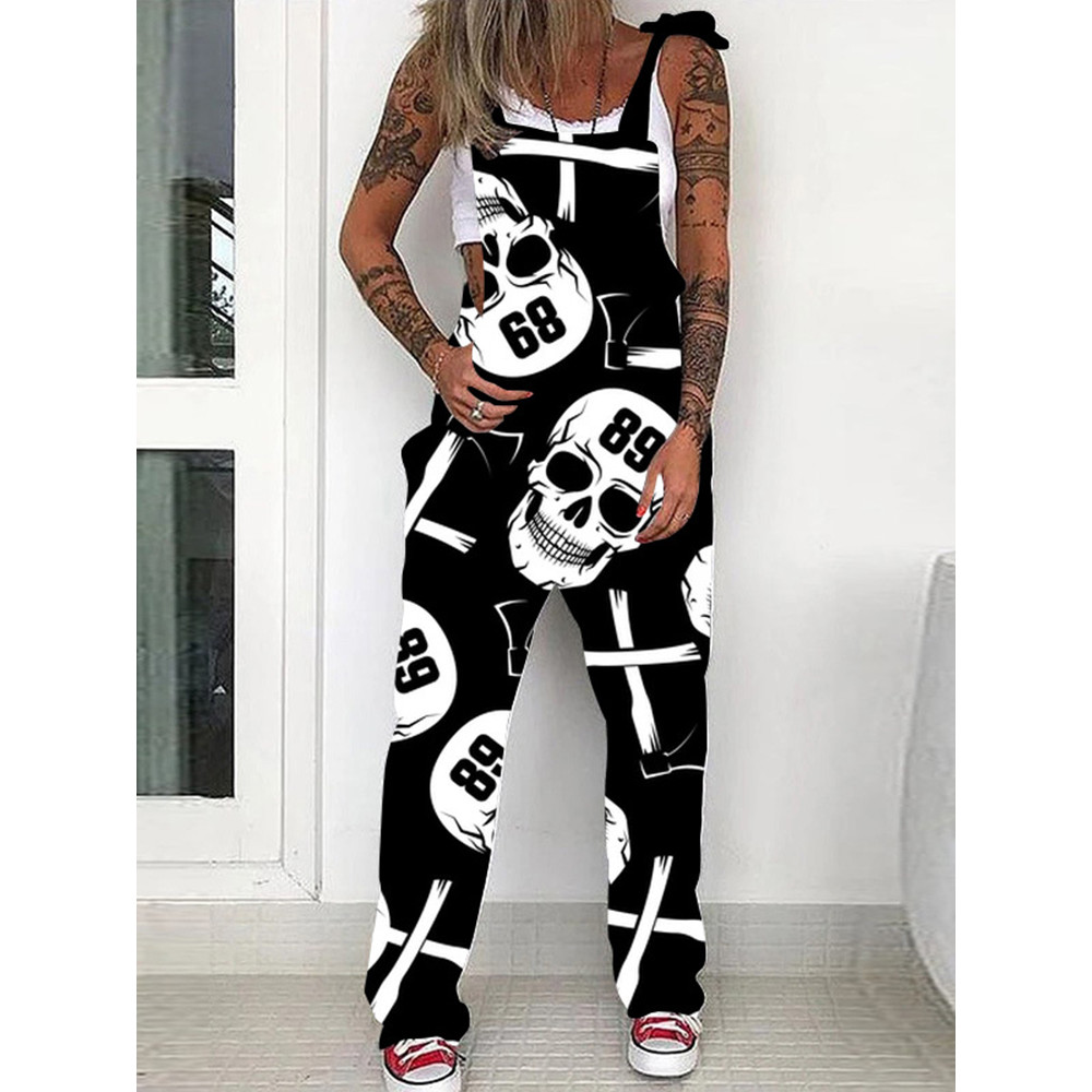 Skull Print Casual Loose Jumpsuit