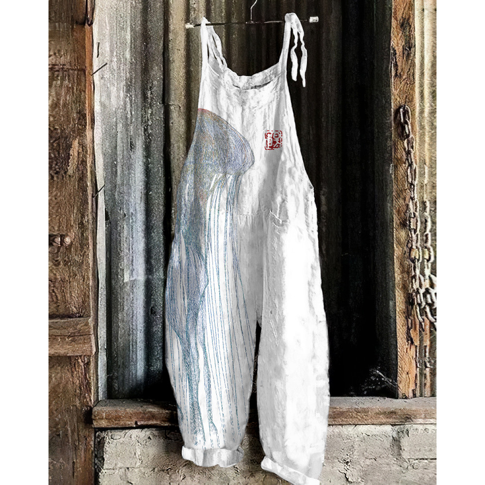 Vintage Jellyfish Japanese Art Loose Casual Jumpsuit