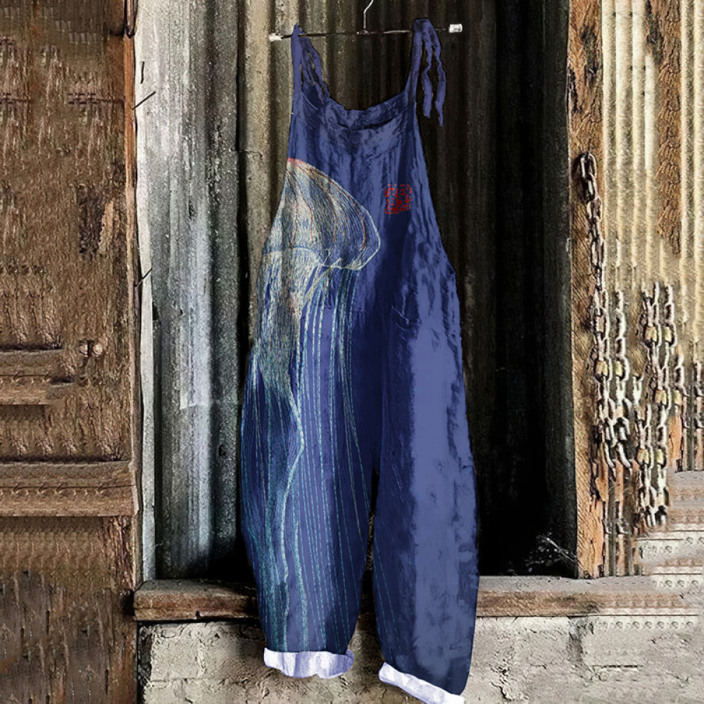 Vintage Jellyfish Japanese Art Loose Casual Jumpsuit