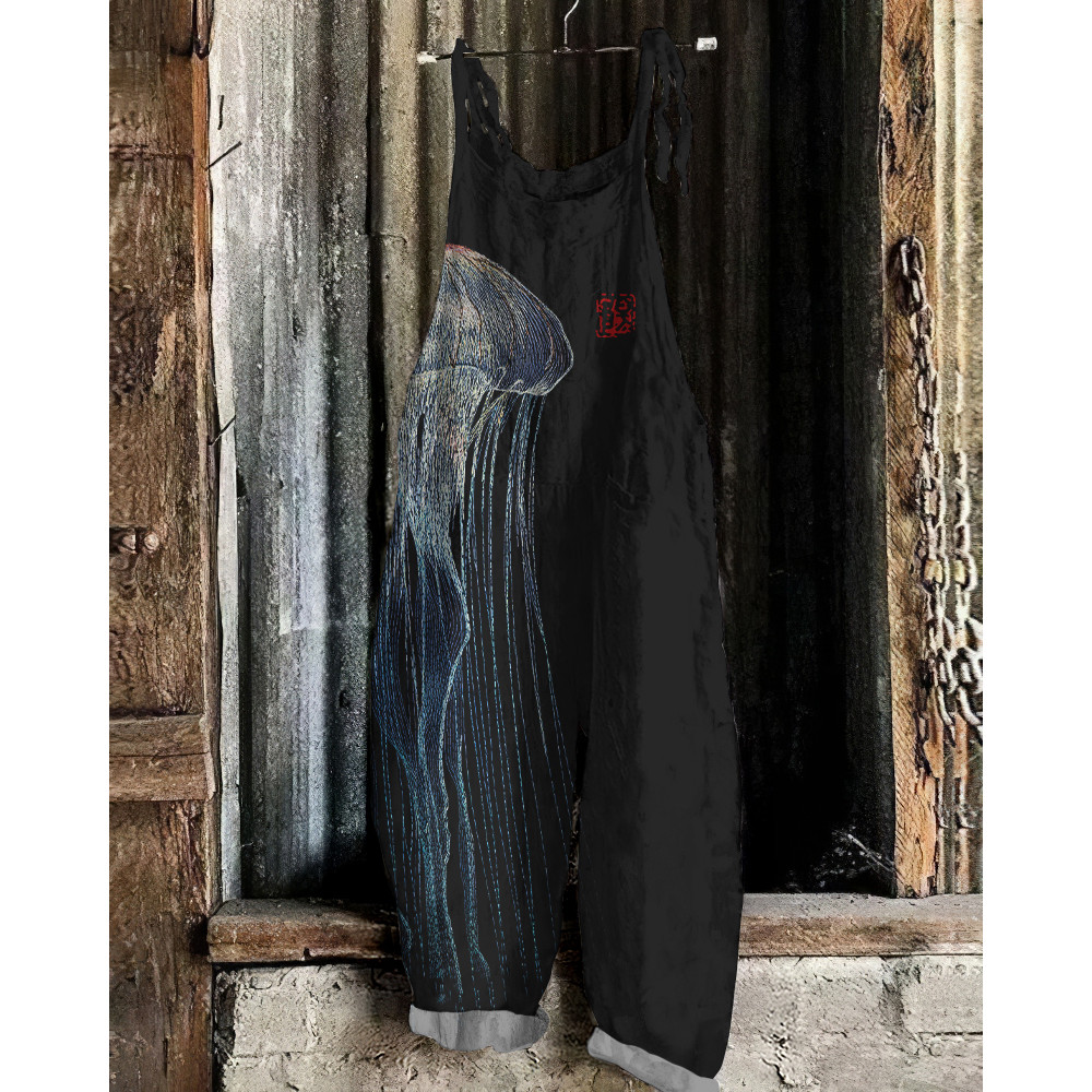Vintage Jellyfish Japanese Art Loose Casual Jumpsuit