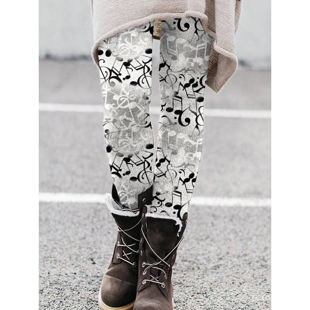 Music Notes Bleached Art Comfy Leggings