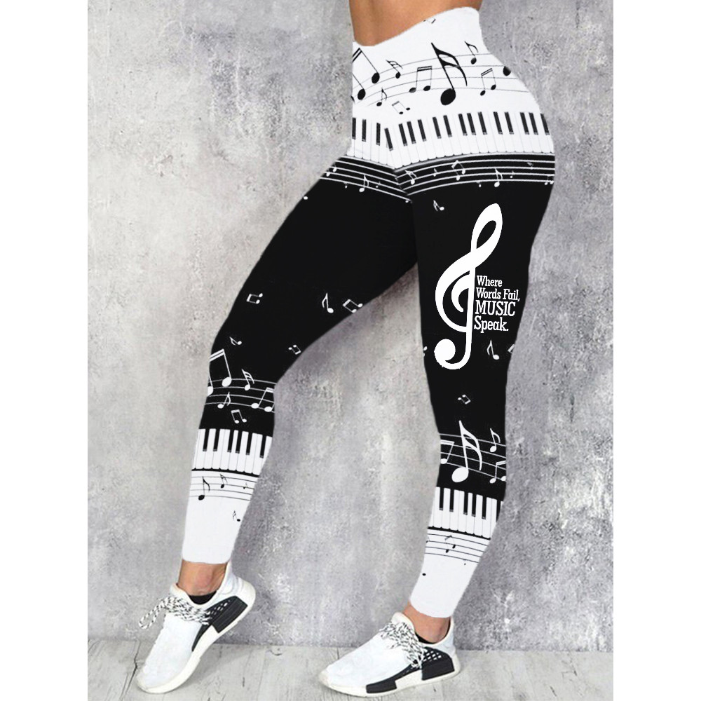 Where Words Fail Music Speak Piano Notes Leggings