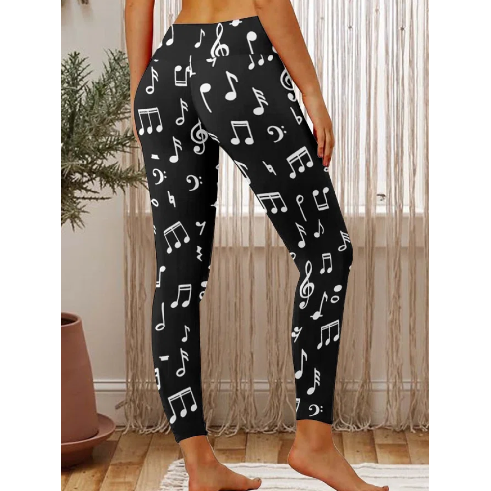 Women Music Symbol Regular Fit Leggings