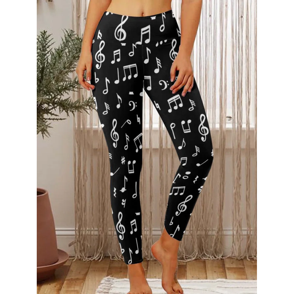 Women Music Symbol Regular Fit Leggings