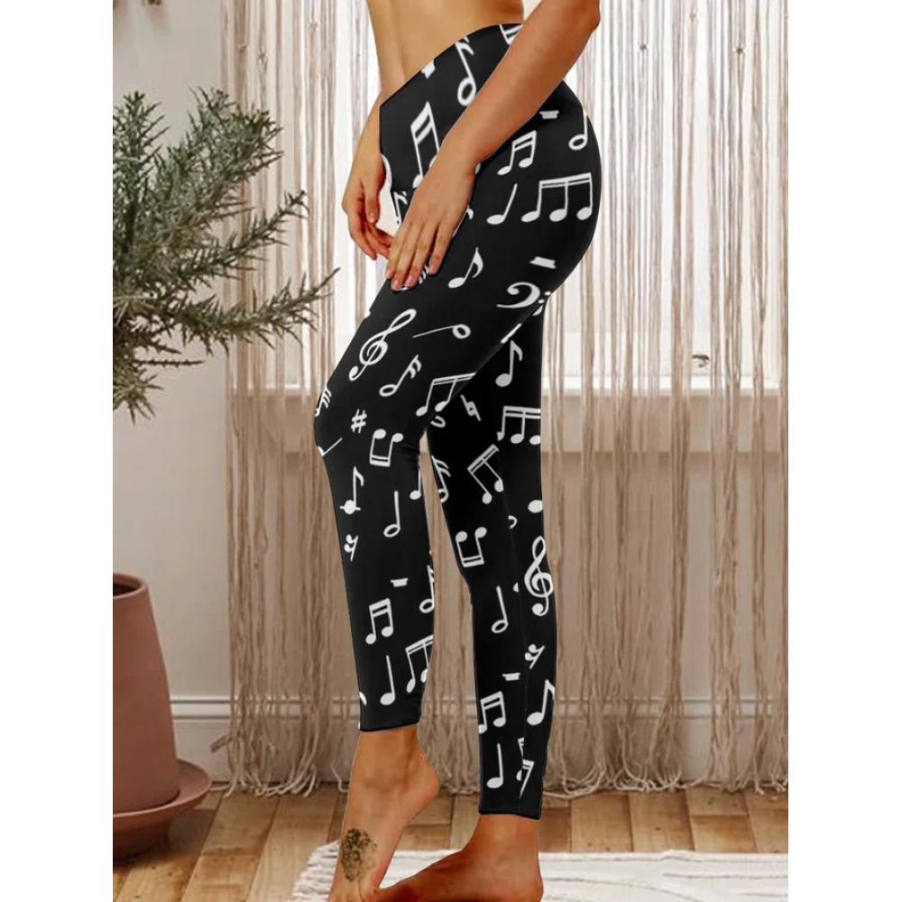 Women Music Symbol Regular Fit Leggings