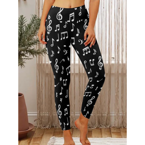 Women Music Symbol Regular Fit Leggings