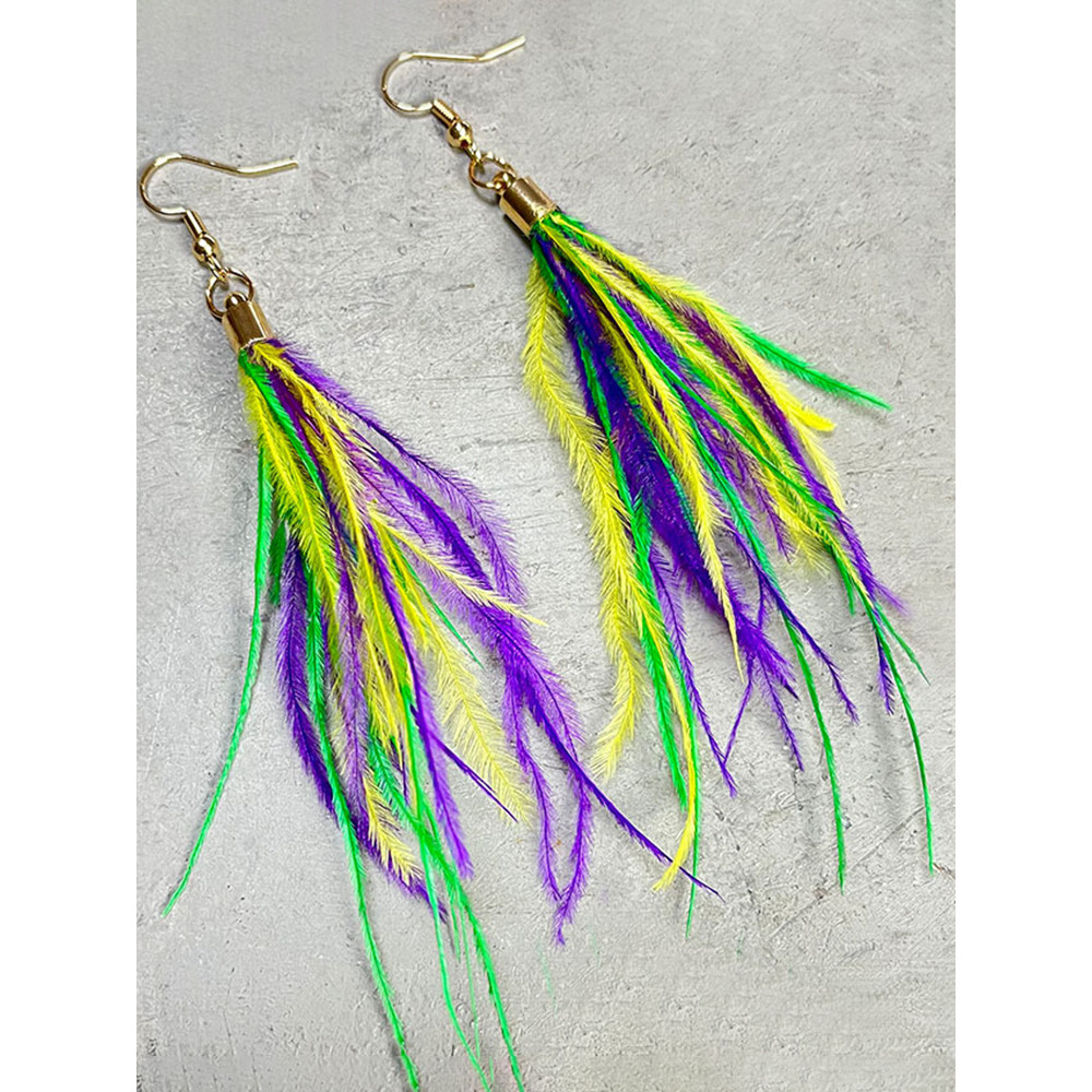 Fashion Mardi Gras Feather Earrings