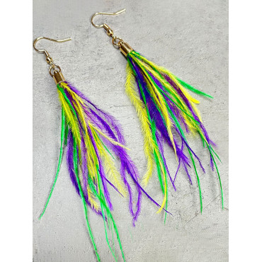 Fashion Mardi Gras Feather Earrings