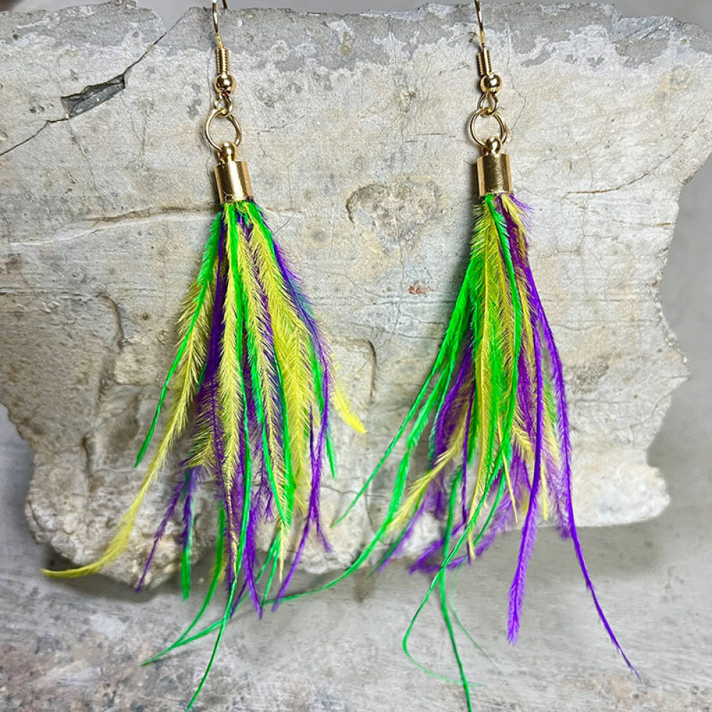 Fashion Mardi Gras Feather Earrings