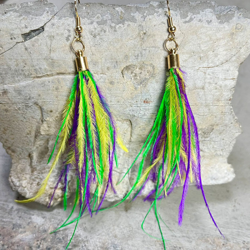 Fashion Mardi Gras Feather Earrings