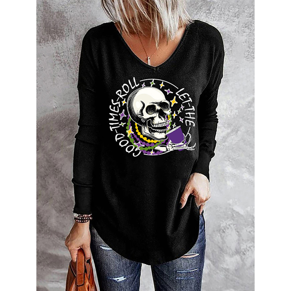 Good Times Roll Let The Mardi Gras Print T-Shirt