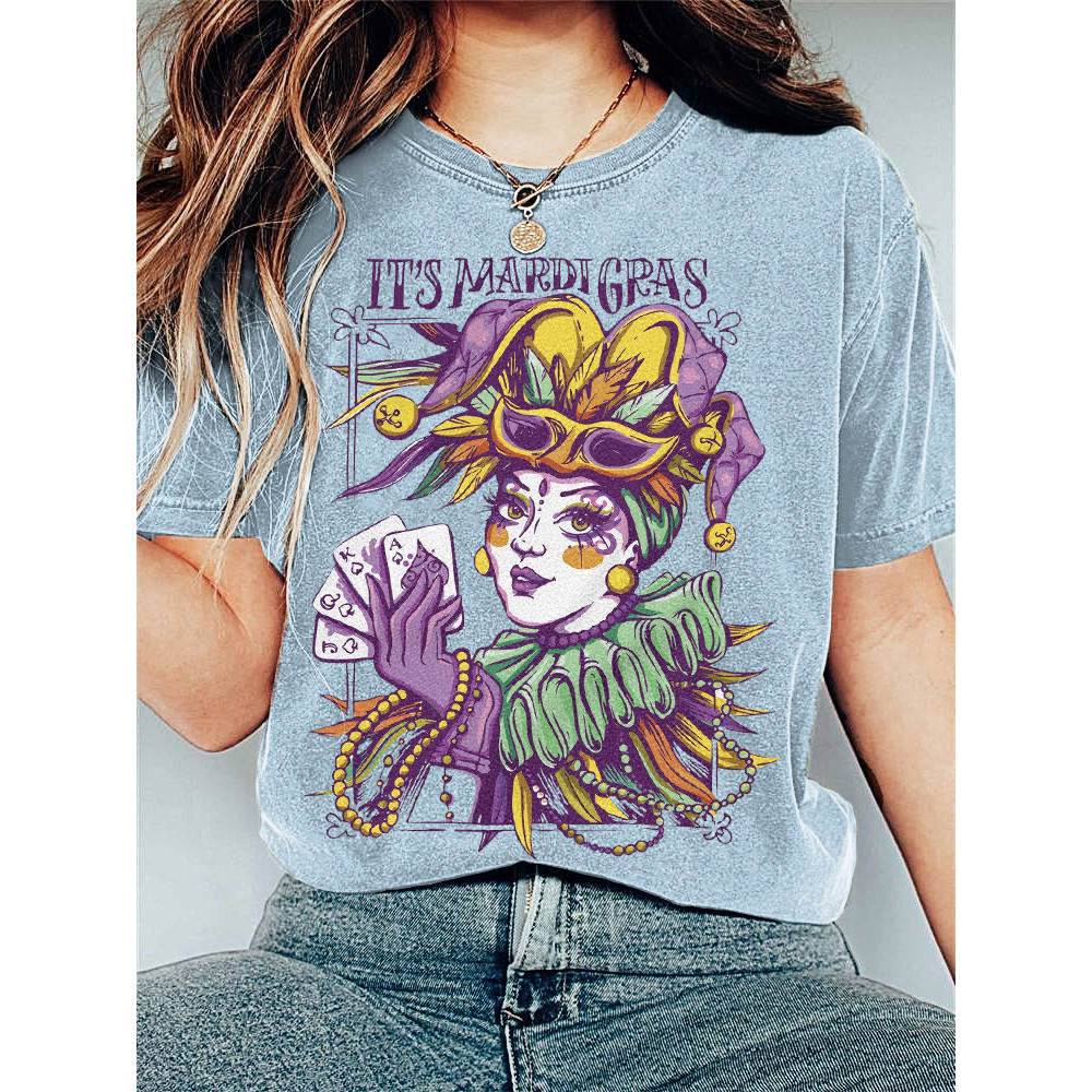 It's Mardi Gras Louisiana Print Casual T-Shirt