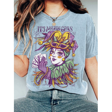 It's Mardi Gras Louisiana Print Casual T-Shirt