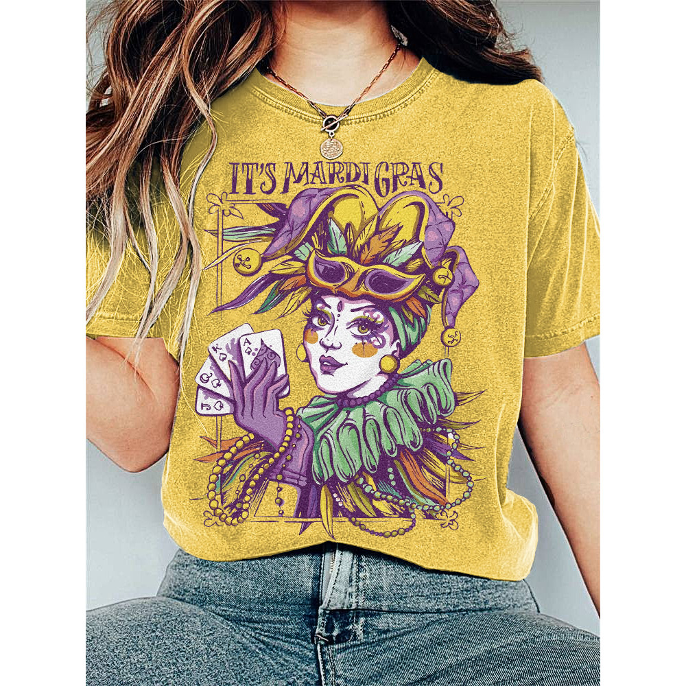 It's Mardi Gras Louisiana Print Casual T-Shirt