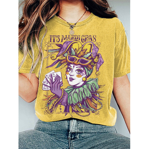 It's Mardi Gras Louisiana Print Casual T-Shirt
