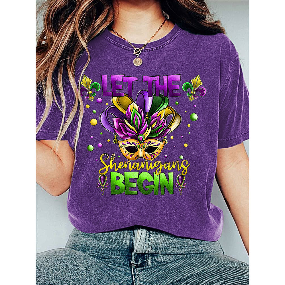 Let The Shenanigans Begin Print Mardi Gras T-shirt