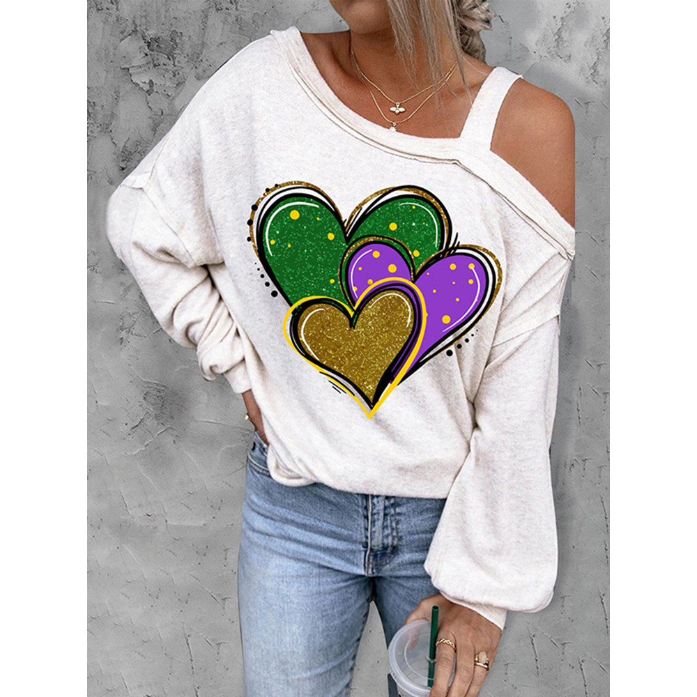 Love Heart Sold Cold Shoulder Casual T-Shirt