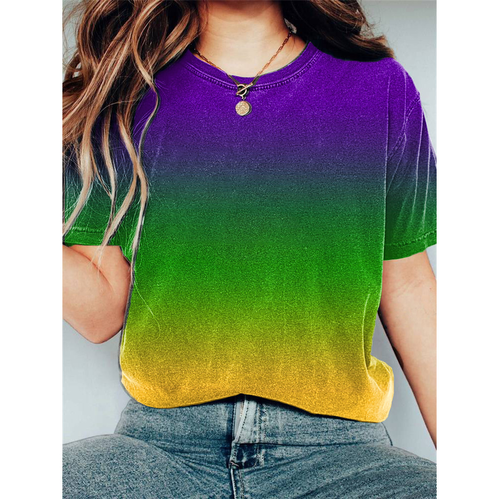 Mardi Gras Colorblock Casual Cozy T-Shirt