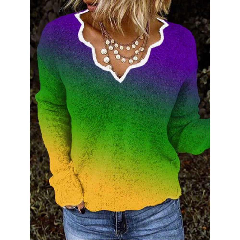 Mardi Gras Contrast Cozy Knit Sweater