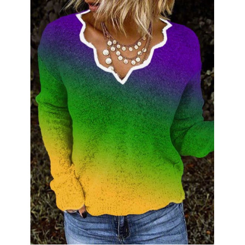 Mardi Gras Contrast Cozy Knit Sweater
