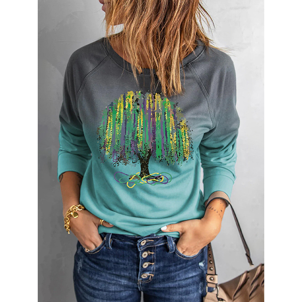 Mardi Gras Fruits & Plants Round Neck Sweatshirt