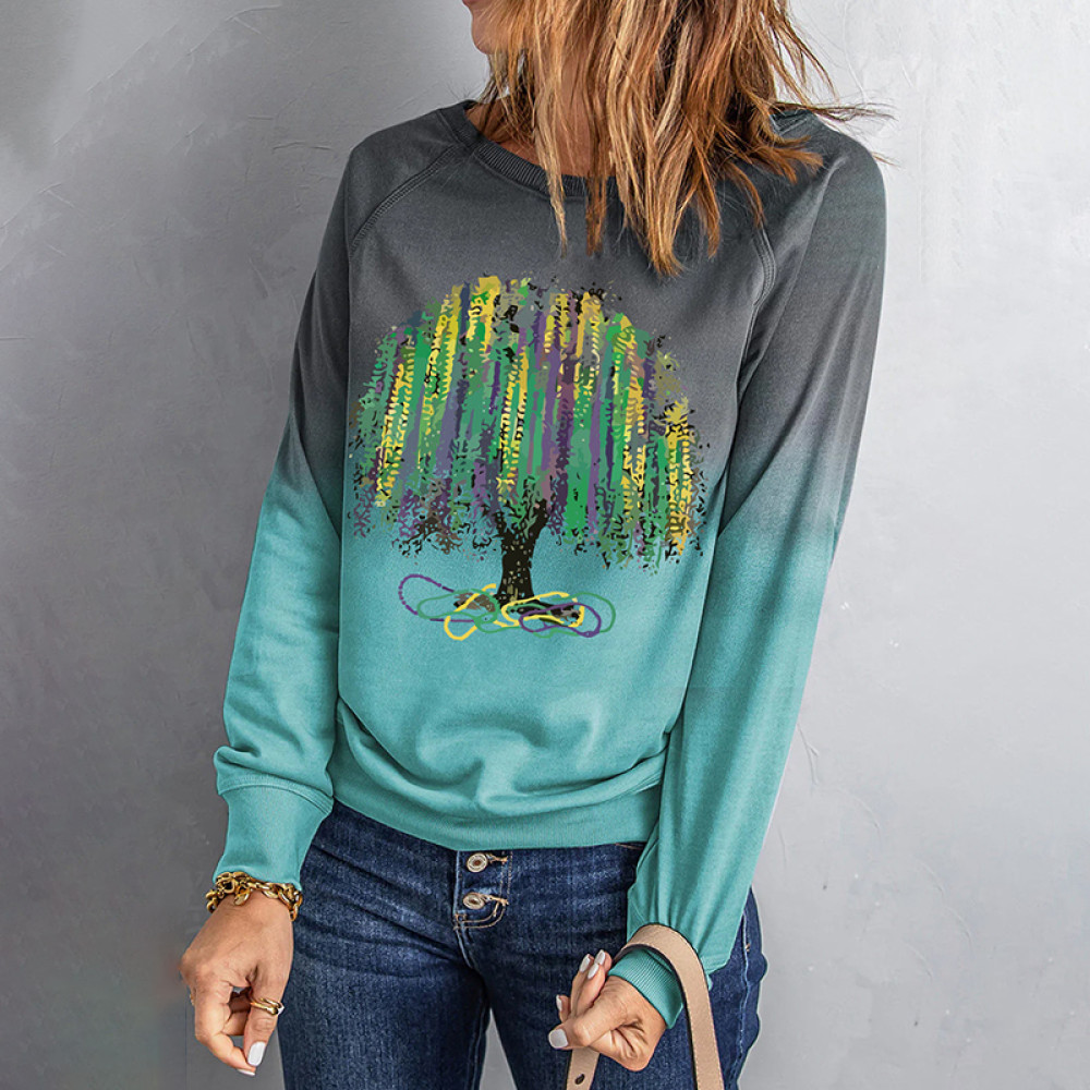 Mardi Gras Fruits & Plants Round Neck Sweatshirt