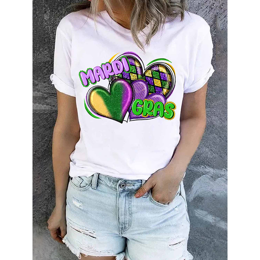 Mardi Gras Heart-Shaped T-Shirt