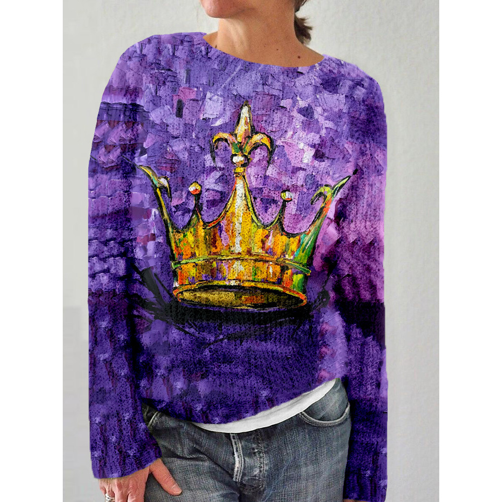 Mardi Gras Majesty Art Pattern Cozy Knit Sweater