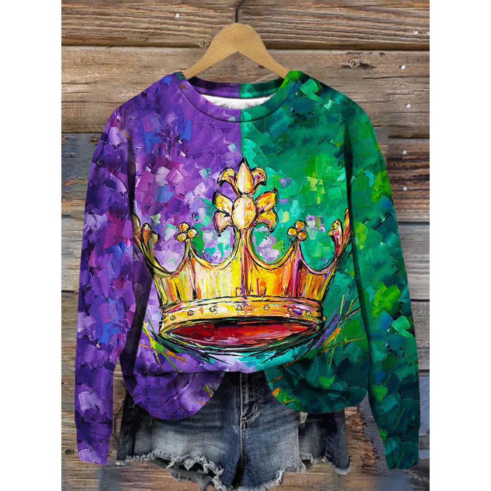 Mardi Gras Majesty Oil Painting Art Comfy Sweatshirt
