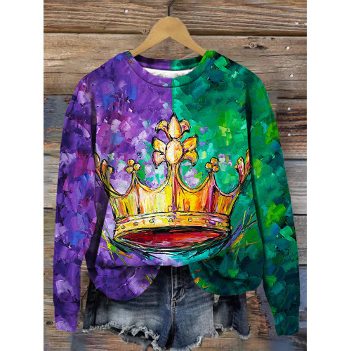 Mardi Gras Majesty Oil Painting Art Comfy Sweatshirt