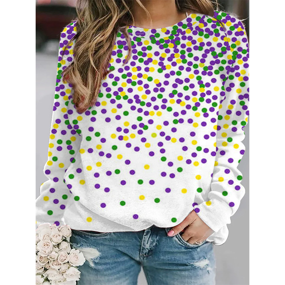 Mardi Gras Polka Colored Dots Sweatshirt