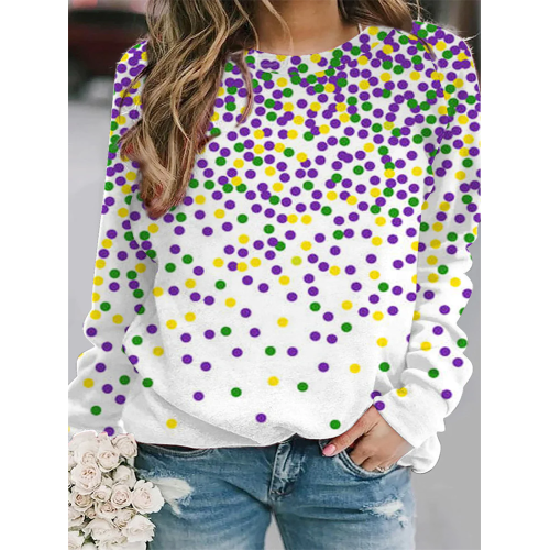 Mardi Gras Polka Colored Dots Sweatshirt