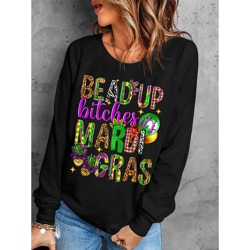 Mardi Gras Round Neck Casual Sweatshirt