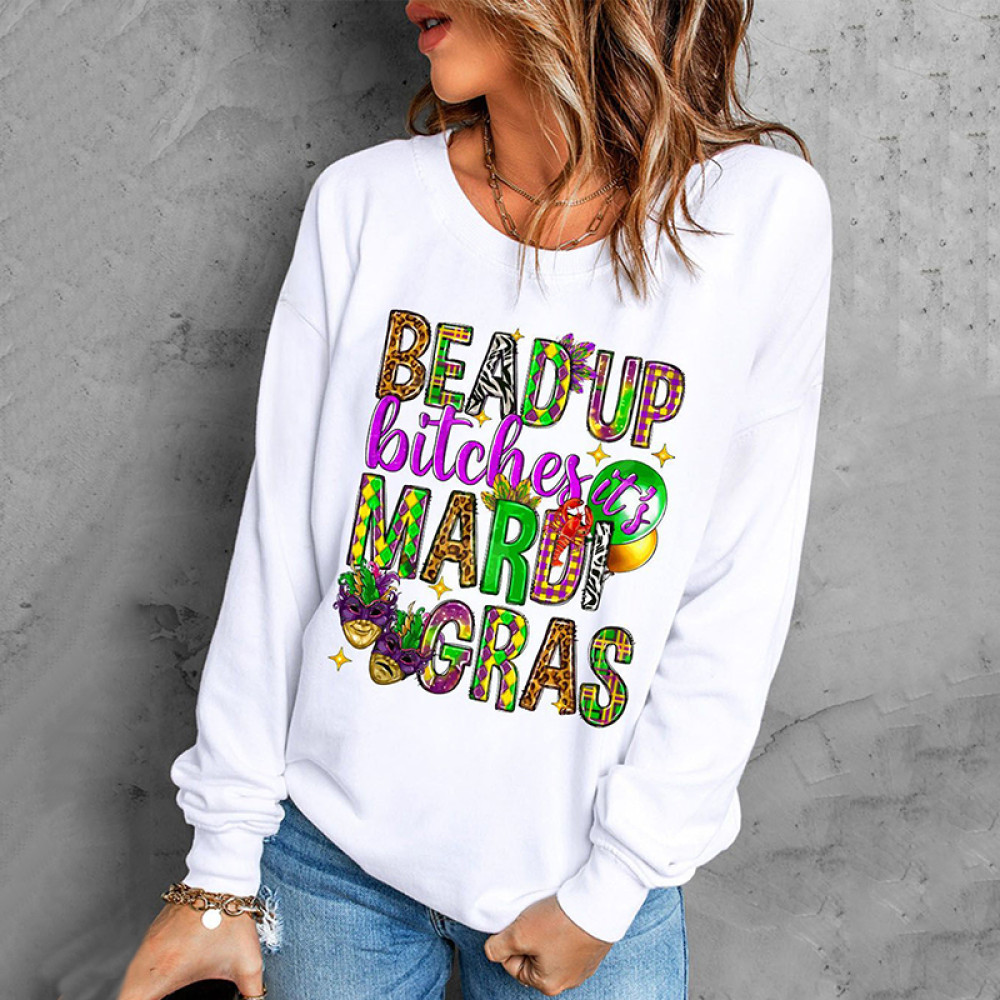 Mardi Gras Round Neck Casual Sweatshirt