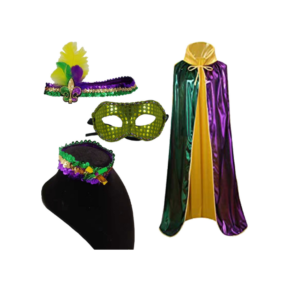 Mardi Gras Tie And Mask Cloak Accessories Set Four-piece Set
