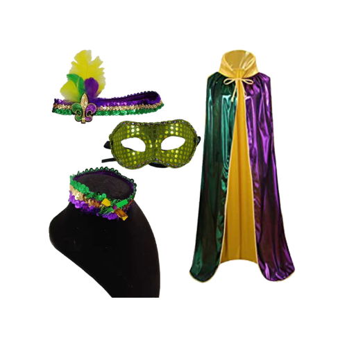 Mardi Gras Tie And Mask Cloak Accessories Set Four-piece Set