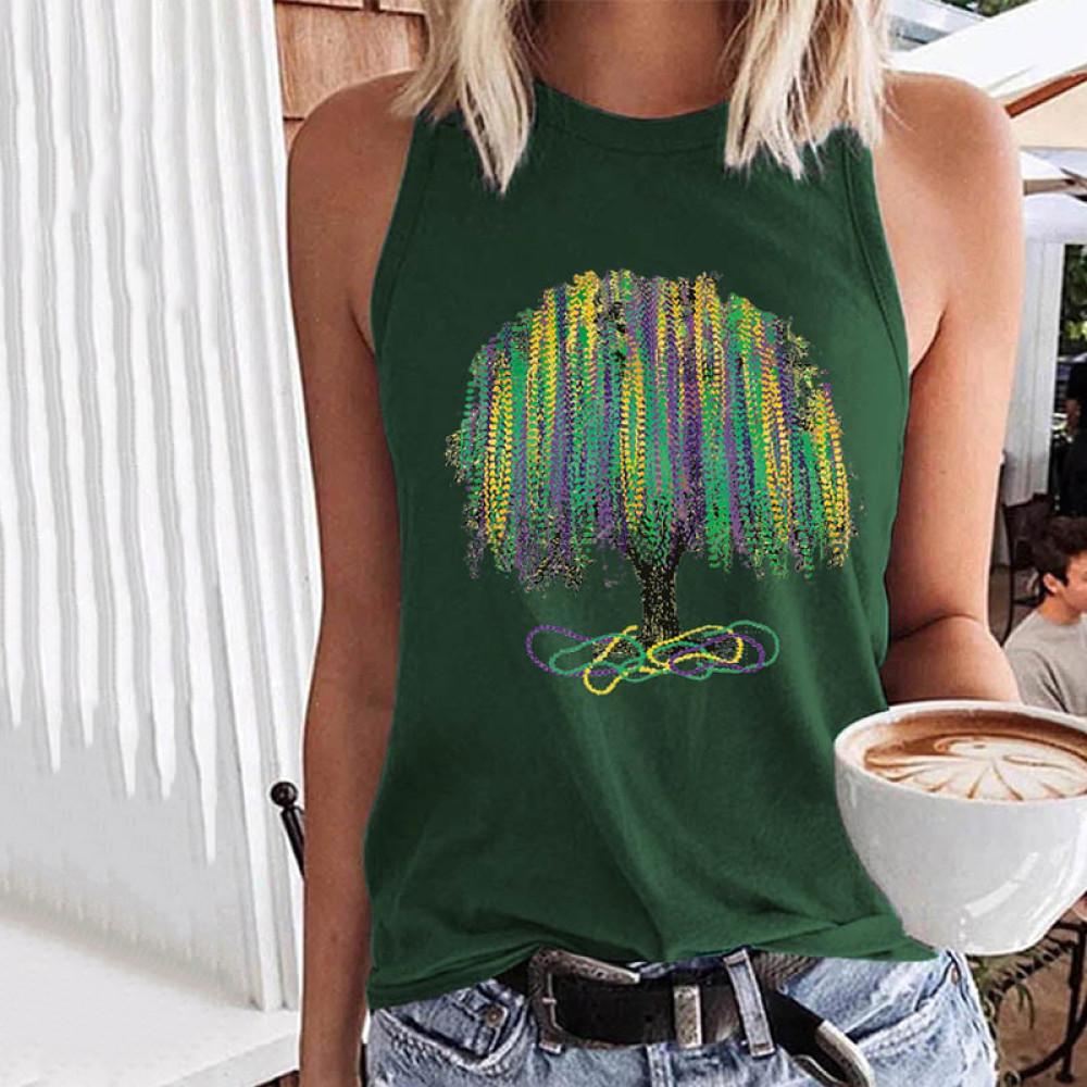 Mardi Gras Tree Sleeveless Tank Top